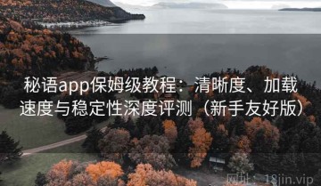 秘语app保姆级教程：清晰度、加载速度与稳定性深度评测（新手友好版）