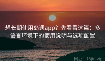 想长期使用岛遇app？先看看这篇：多语言环境下的使用说明与选项配置