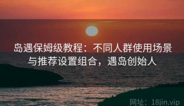 岛遇保姆级教程：不同人群使用场景与推荐设置组合，遇岛创始人