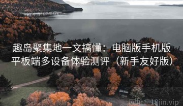 趣岛聚集地一文搞懂：电脑版手机版平板端多设备体验测评（新手友好版）
